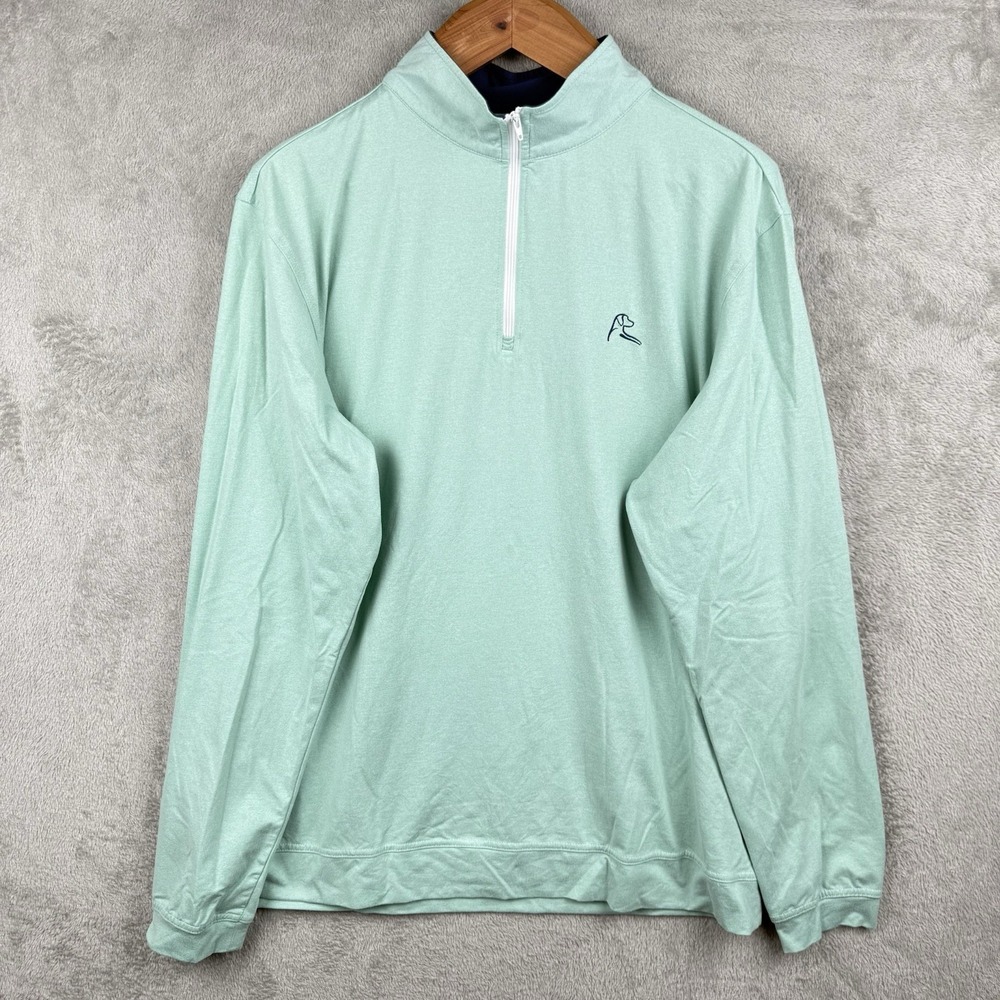 Rhoback Performance 1/4 Zip Mens XL Green Casual Solid Golf Preppy